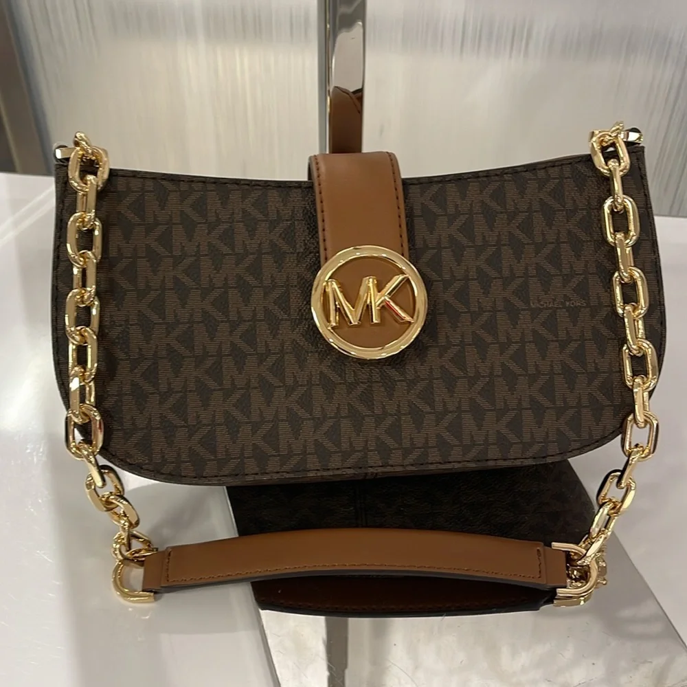 Michael Kors Carmen Small Logo Shoulder Pouchette Bag in Brown
NWT - Picture 9 of 16